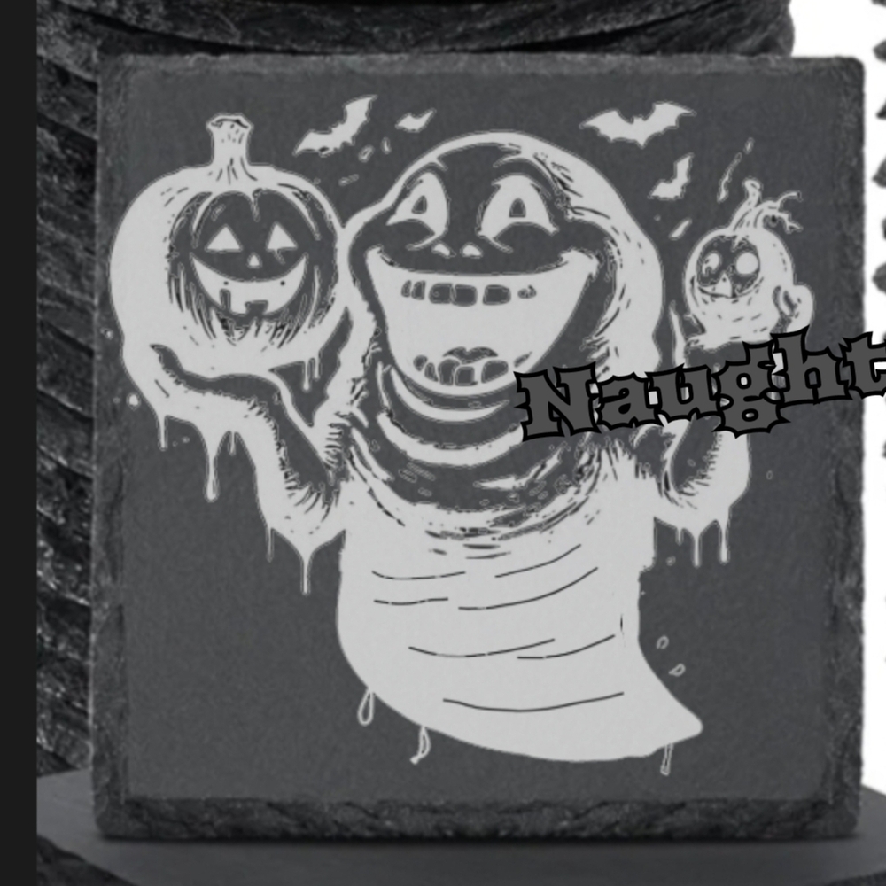 Slimer Halloween Ghost Slate Coaster